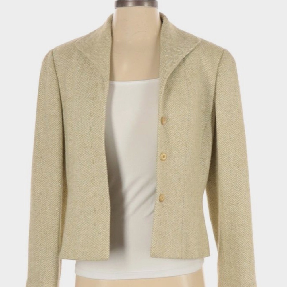 Silk Carlisle Green & White Silk Blazer Jacket 8